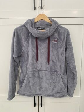 The North Face Bellarine Hoodie Grey & Purple Plush Fleece Funnel‎ Neck  Medium